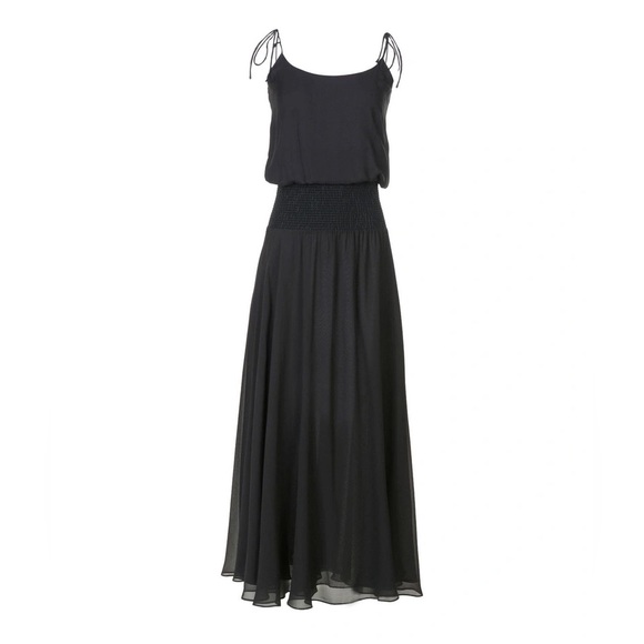 Halston Heritage Tie Strap Blouson Smocked Gown - Picture 5 of 7